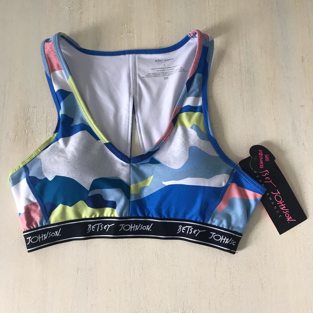 Betsey Johnson Rio Blue padded sports bra NWT
